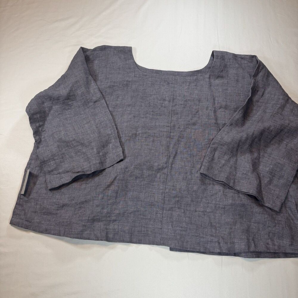 L’Atelier du Presbytère Oversized Tunic Top Charcoal Gray Linen Look Made Canada